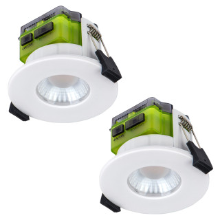 Luceco FType MK2 Flat Fixed Cylinder Fire Rated Led Downlight CCT Colour Change White 4-6W 710/725/750/745Lm - Pack of 2