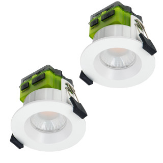 Luceco FType MK2 Regressed Fixed Cylinder Fire Rated Led Downlight Dim2Warm & CCT White 4-6W 675/690Lm - Pack of 2