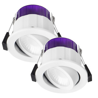 Luceco FType Ultra Adjustable Cylinder Fire Rated LED Downlight Dim2Warm & CCT White 4-6W 675/690Lm - Pack of 2