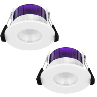 Luceco FType Ultra Flat Fixed Cylinder Fire Rated LED Downlight CCT Colour Change White 4-6W 710/725/750/745Lm - Pack of 2