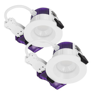 Luceco FType Ultra Regressed Fixed Cylinder Fire Rated LED Downlight CCT Colour Change White 4-6W 710/725/750/745Lm - Pack of 2