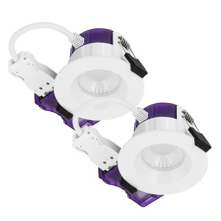 Luceco FType Ultra Regressed Cylinder Fire Rated LED Downlight Dim2Warm & CCT White 4-6W 675/690Lm - Pack of 2