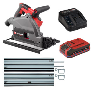 Einhell TP-PS 18/165 Li BL - Solo Professional 18V Brushless 165mm Plunge Saw, 2000mm Guide Rail Set, 1x 3.0Ah Slim Battery & Battery Charger