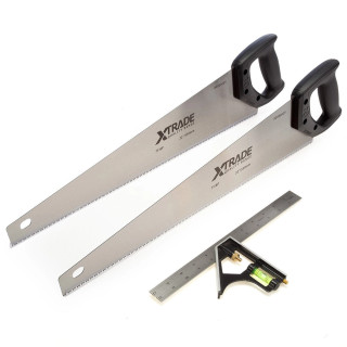 XTrade 3 Piece Hand Saw & Combi Square Set XTrade 3 Piece Hand Saw & Combi Square Set