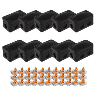 Wiska COMBI 206 BK Junction Box with 3x Wago 221-413 Splicing Connectors - Pack of 10 Wiska COMBI 206 BK Junction Box with 3x Wago 221-413 Splicing Connectors - Pack of 10