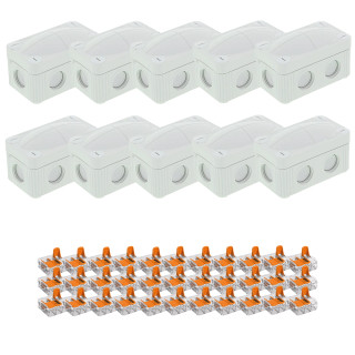 Wiska COMBI 206 LG Junction Box with 3x Wago 221-413 Splicing Connectors - Pack of 10 Wiska COMBI 206 LG Junction Box with 3x Wago 221-413 Splicing Connectors - Pack of 10