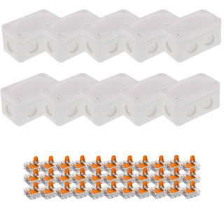 Wiska COMBI 206 WH Junction Box with 3x Wago Splicing Connectors - Pack of 10 Wiska COMBI 206 WH Junction Box with 3x Wago Splicing Connectors - Pack of 10