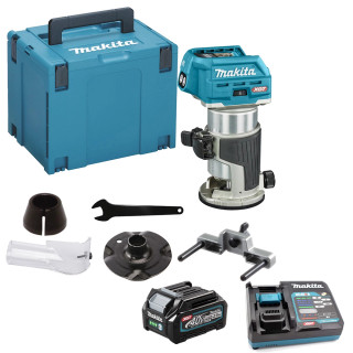 Makita RT001GZ20 40V XGT Brushless Router Trimmer, 1x 2.5Ah Battery, Charger, Template Guide & MAKPAC Case Makita RT001GZ20 40V XGT Brushless Router Trimmer, 1x 2.5Ah Battery, Charger, Template Guide & MAKPAC Case