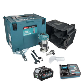 Makita RT001GZ21 40V XGT Brushless Router Trimmer, Trimmer Guide, Straight Guide, Template Guide, 1x 2.5Ah Battery, Charger & MAKPAC Case Makita RT001GZ21 40V XGT Brushless Router Trimmer, Trimmer Guide, Straight Guide, Template Guide, 1x 2.5Ah Battery, Charger & MAKPAC Case