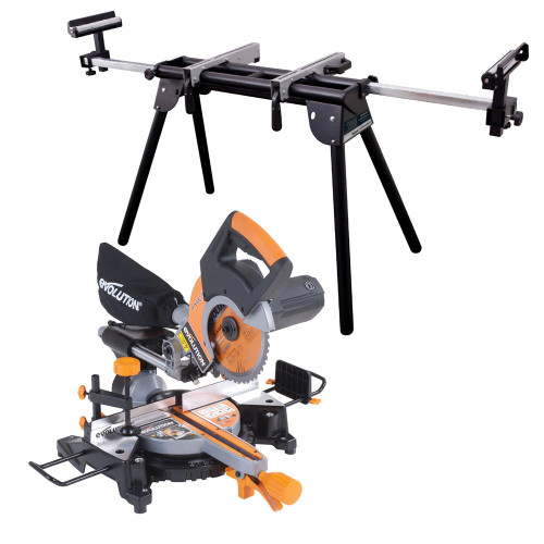 Evolution 210mm Multipurpose Sliding Mitre Saw & Stand Pack