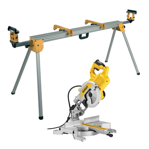 Dewalt DWS777PK 216mm XPS Slide Mitre Saw with Compact Universal Mitresaw Stand image