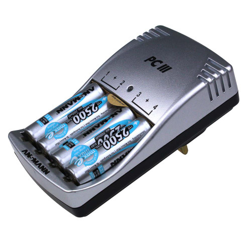 Ansmann PCIII NiMH Battery Charger + 4 x 2500mAh Batteries image