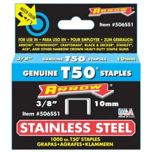 Arrow 10mm T50 Staples Stainless Steel - Pack of 1000 image