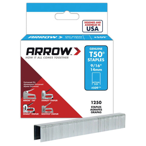 Arrow 14mm T50 Staples - Pack of 1250 image Arrow 14mm T50 Staples - Pack of 1250 image