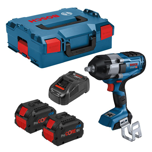 Bosch GDS 18V-1000 BITURBO Brushless 18V 1/2'' Impact Wrench, 2x 5.5Ah Batteries, Charger & Case image