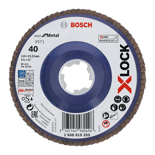 Bosch X-Lock 115mm Flap Disc Best for Metal 40 Grit