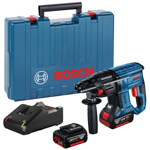 Bosch GBH 18V-21 Brushless 18V SDS+ Rotary Hammer Drill, 2x 4.0Ah Batteries, Charger & Case image