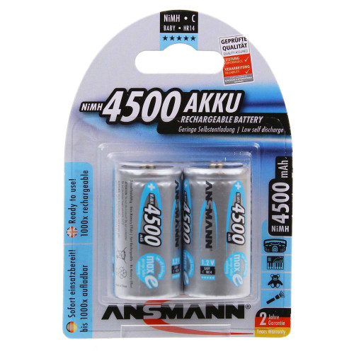 Ansmann NiMH C 4500 mAh Batteries x 2 image