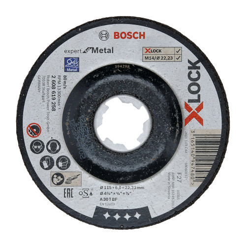 Bosch X-Lock 115 x 22.23mm Expert for Metal Depressed Grinding Disc image