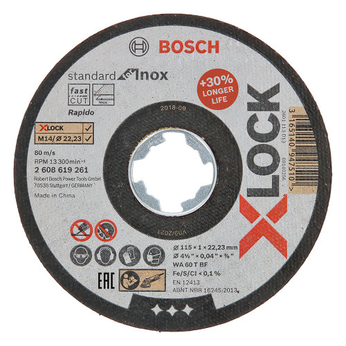 Bosch X-Lock 115 x 22.23mm Standard for Inox Straight Cutting Disc image Bosch X-Lock 115 x 22.23mm Standard for Inox Straight Cutting Disc image