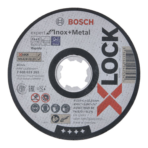 Bosch X-Lock 115 x 22.23mm Expert for Inox & Metal Straight Cutting Disc image Bosch X-Lock 115 x 22.23mm Expert for Inox & Metal Straight Cutting Disc image