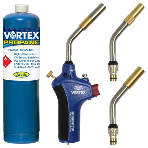 Vortex Brazing Torch with 3 Burner Tubes - inc 400g Propane Gas Cylinder