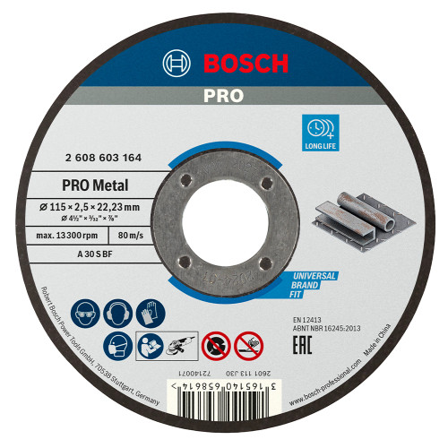 Bosch PRO 115 x 22.23 x 2.5mm Standard for Metal Straight Cutting Disc image