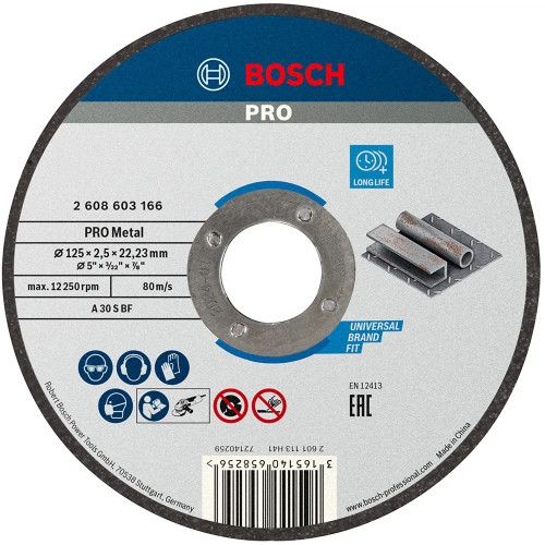Bosch PRO 125 x 22.23 x 2.5mm Standard for Metal Straight Cutting Disc image