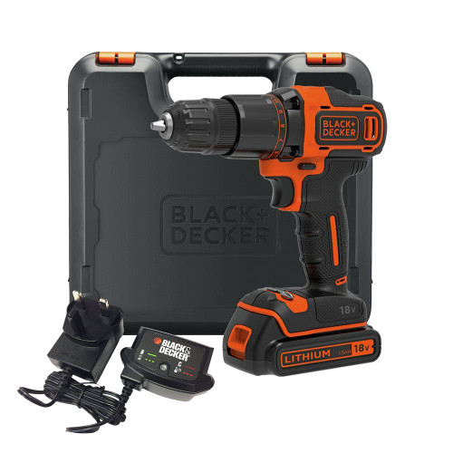 Black & Decker BCD700S1K 18V Combi Drill with 1x 1.5Ah Battery, Charger and Case image