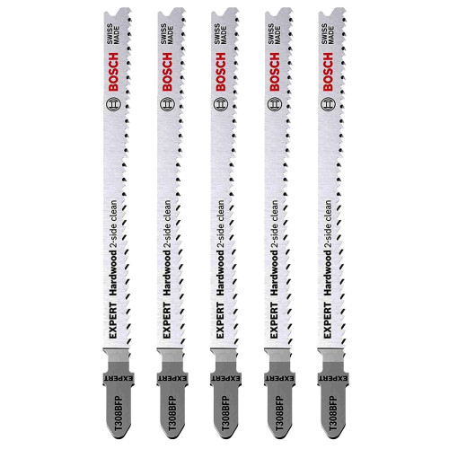 Bosch EXPERT T308BFP 'Hardwood 2-Side Clean' Jigsaw Blades - Pack of 5 image Bosch EXPERT T308BFP 'Hardwood 2-Side Clean' Jigsaw Blades - Pack of 5 image