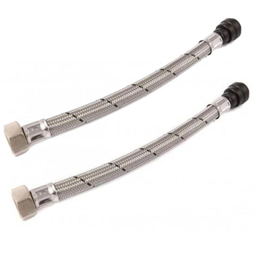 Beck 15mm x 1/2'' Braided Tap Connector Push Fit Ends - Pack of 2 image