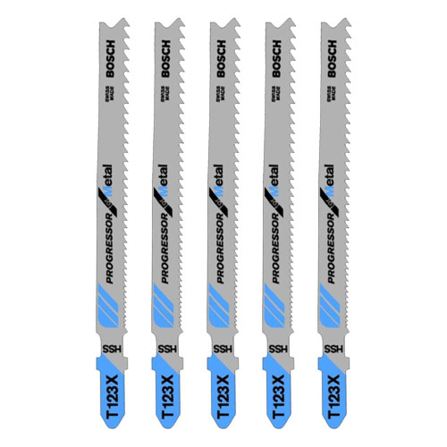 Bosch T123XF Progressor for Metal HSS Jigsaw Blades - Pack of 5 image Bosch T123XF Progressor for Metal HSS Jigsaw Blades - Pack of 5 image