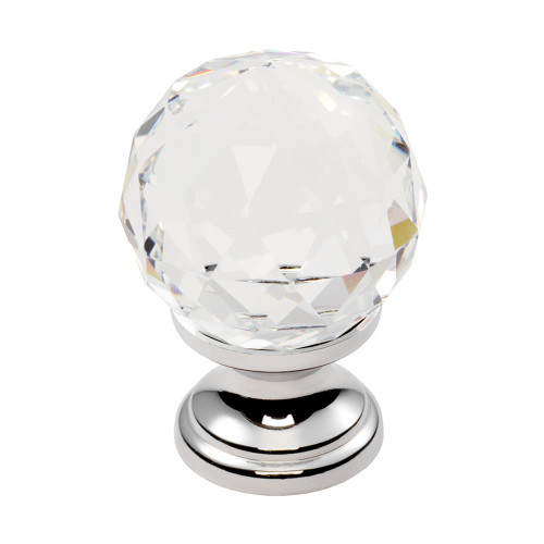 Carlisle Brass Crystal Faceted Knob With Finished Base 30mm - Clear Translucent Chrome image