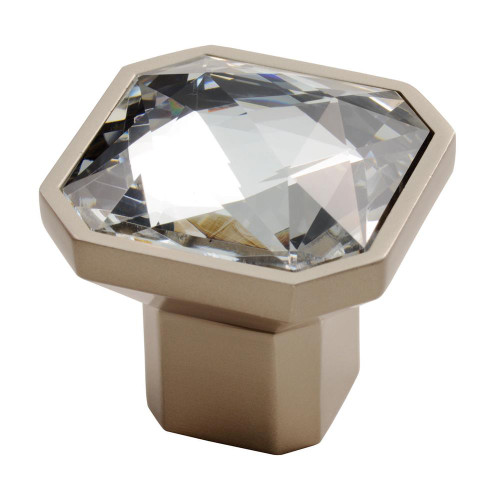 Carlisle Brass Square Crystal Knob 32mm - Matt Satin Nickel image