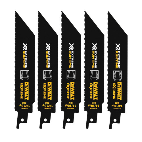 Dewalt DT99553-QZ EXTREME RUNTIME 152mm 14/18 TPI Metal Reciprocating Saw Blades - Pack of 5 image
