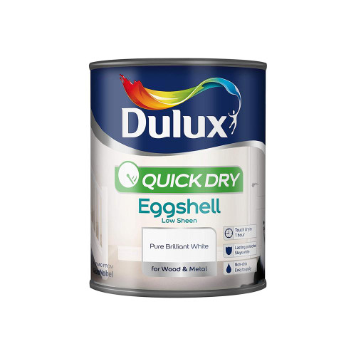 Dulux Pure Quick Dry Brilliant White Eggshell Paint (750ml) image