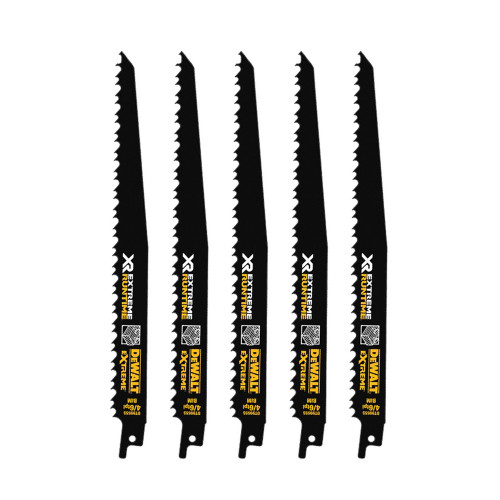 Dewalt DT99555-QZ EXTREME RUNTIME 230mm 4/6TPI Wood Reciprocating Saw Blades - Pack of 5 image
