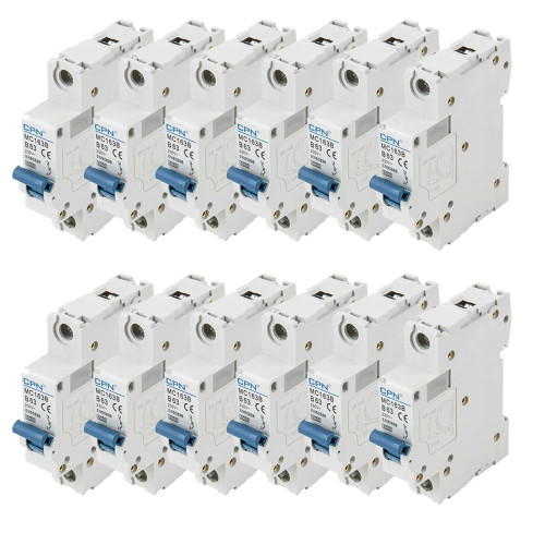 Cudis 63A Single Pole, B Curve 6KA MCB - Pack of 12 image