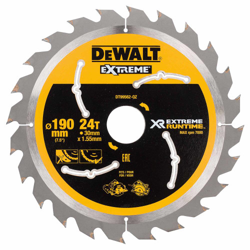 Dewalt DT99562-QZ 190mm x 30mm 24T Extreme Runtime Saw Blade Dewalt DT99562-QZ 190mm x 30mm 24T Extreme Runtime Saw Blade