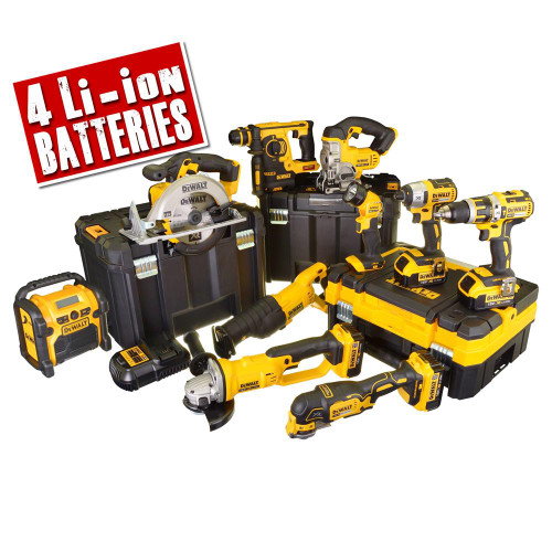 Dewalt 18v XR Li-ion 9 Piece Package With Radio - 4.0Ah image