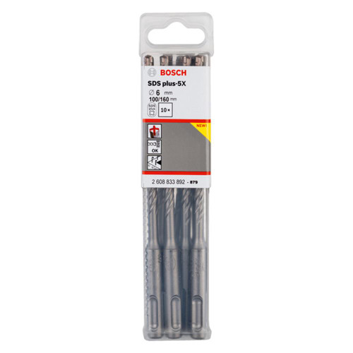 Bosch 6 x 160mm SDS-Plus 5X Drill Bits - Pack of 10 image