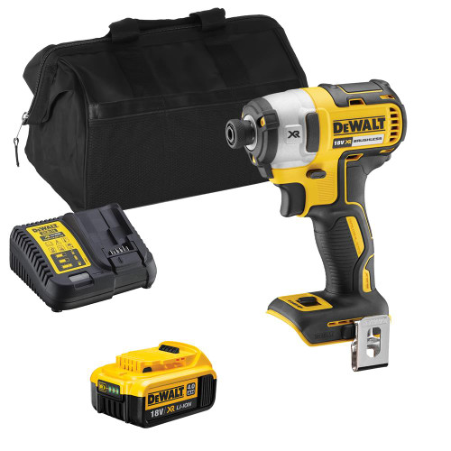 Dewalt DCF887 18V XR Brushless Impact Driver with 1x 4.0Ah Battery, Charger & Bag image