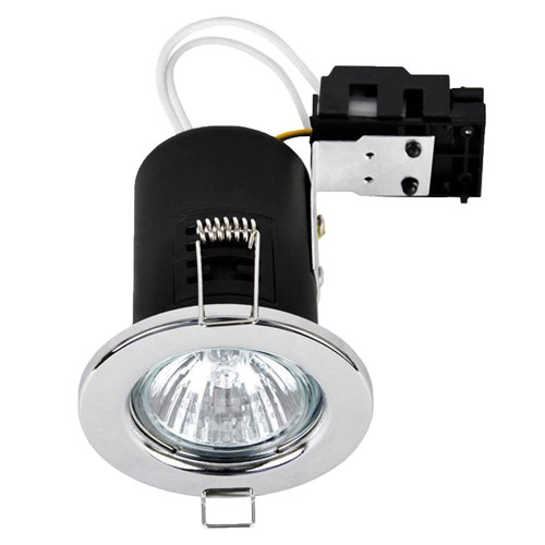 Danic Fire Rated Pressed Steel Fixed Downlights for GU10s - Chrome image Danic Fire Rated Pressed Steel Fixed Downlights for GU10s - Chrome image