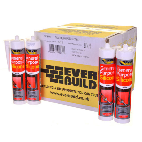 Everbuild General Purpose White Silicone Sealant, 280ml - Box of 25