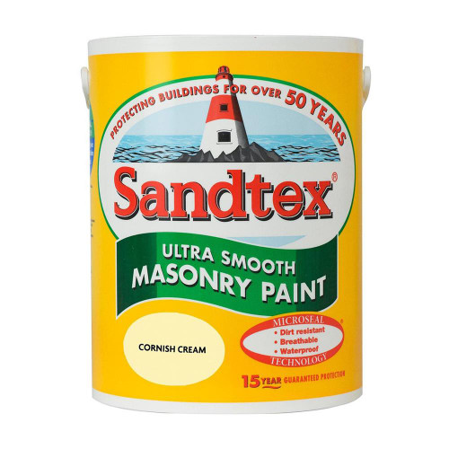 Sandtex Microseal Smooth Masonry Paint Cornish Cream 5L