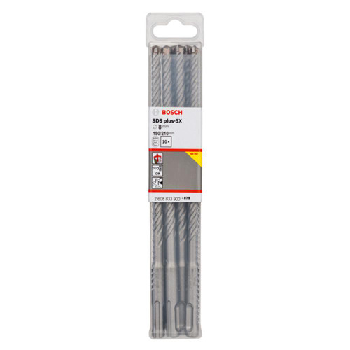 Bosch 8 x 210mm SDS-Plus 5X Drill Bits - Pack of 10 image