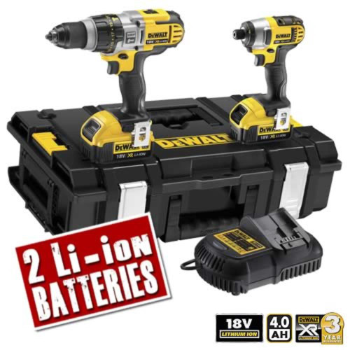 Dewalt 18v 4.0Ah XR Li-ion 2 Piece Pack (3 Speed Drill) image