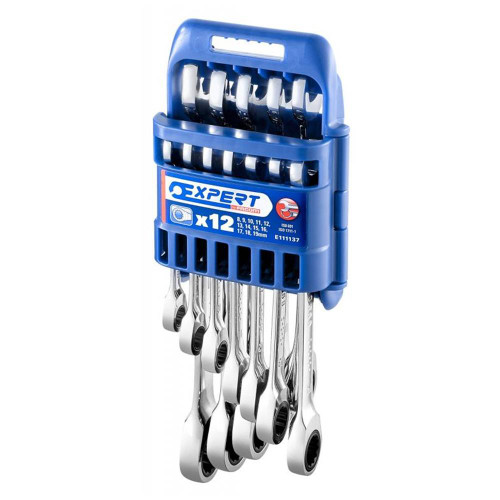 12 Piece Flat Ratchet Wrench Set 8mm-19mm