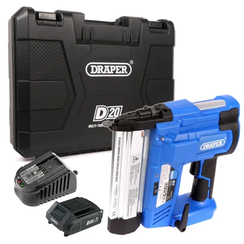 Draper 646 D20 20v Nail Gun/Stapler with 1 x 2.0Ah Battery, Charger & Case image