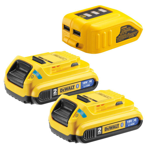 Dewalt 18v 2 x 2.0Ah Bluetooth Batteries and USB Charger Kit